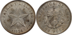 CUBA. Peso, 1934. Philadelphia Mint. PCGS MS-61.
KM-15.2.
From the Helena Collection.

Estimate: $75.00- $150.00