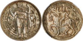CZECHOSLOVAKIA. Silver Medallic 5 Ducats, 1929. Kremnica Mint. NGC MS-65.
KMX-M5. By: Otakar Spaniel. Obverse: St. Wenceslas standing, head left, hol...