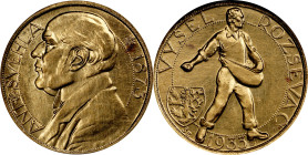 CZECHOSLOVAKIA. Gold Medallic Ducat, 1933. Kremnica Mint. ANACS AU-55 Details--Unc Details, Cleaned.
Fr-12A; KMX-M12.1. Mintage: 1,000 (across both v...