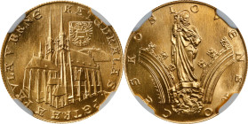 CZECHOSLOVAKIA. Gold Medallic Ducat. 1973. Kremnica Mint. NGC MS-68.
Fr-Unlisted; KM-Unlisted. Weight: 3.5 gms. Commemorating the Cathedral of St. Pe...