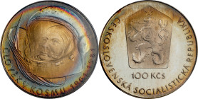 CZECHOSLOVAKIA. 100 Korun, 1981. PCGS PROOF-68 Deep Cameo.
KM-103. Mintage: 5,000. Struck to commemorate the 20th anniversary of Manned Space Flight....
