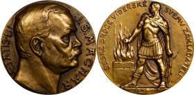 CZECHOSLOVAKIA. Josef S. Machar Bronze Medal, ND (ca. 1919). UNCIRCULATED.
By J. Čejka. Diameter: 60mm; Weight: 134 gms. Obverse: Bare head right; Re...