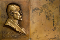 CZECHOSLOVAKIA. Thomas Masaryk Bronze Plaque, 1920. ALMOST UNCIRCULATED.
By J. Čejka. Dimensions: 53mm x 72mm; Weight: 133.12 gms. Obverse: Bust righ...