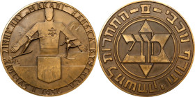 CZECHOSLOVAKIA. 2nd Maccabiah Winter Games Bronze Medal, 1936. Kremnica Mint. NGC MS-63 Brown.
Diameter: 65.5mm. The international Jewish sports orga...