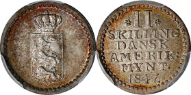 DANISH WEST INDIES. 2 Skilling, 1847. Christian VIII. PCGS MS-64.
KM-18.
Ex: Joe Sedillot Collection.

Estimate: $300.00- $500.00