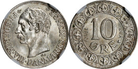 DENMARK. 10 Ore, 1910-VBP GJ. Copenhagen Mint. Frederik VIII. NGC MS-64.
KM-807.
From the Augustana Collection.

Estimate: $40.00- $60.00