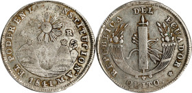 ECUADOR. 4 Reales, 1841-MV. Quito Mint. PCGS VF-30.
KM-24A. Lettered edge.

Estimate: $200.00- $400.00