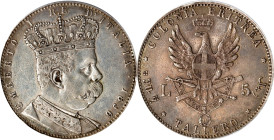 ERITREA. 5 Lire (Tallero), 1896. Rome Mint. Umberto I. PCGS Genuine--Cleaned, EF Details.
KM-4; Gig-1; Mont-80.

Estimate: $200.00- $300.00
