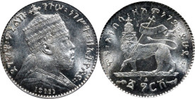 ETHIOPIA. Gersh, EE 1895 (1903)-A. Paris Mint. Menelik II. PCGS MS-64.
KM-12.
From the Augustana Collection.

Estimate: $100.00- $150.00