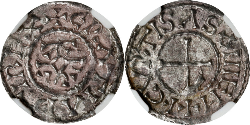 FRANCE. Carolingian. Denier, ND (840-877). Curtisasoniens (Courgeon) Mint. Charl...