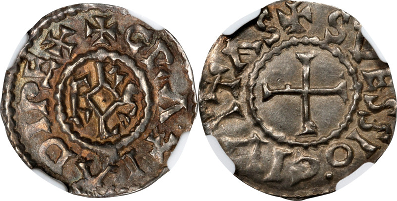 FRANCE. Carolingian. Denier, ND (840-877). Rouen Mint. Charles the Bald. NGC MS-...