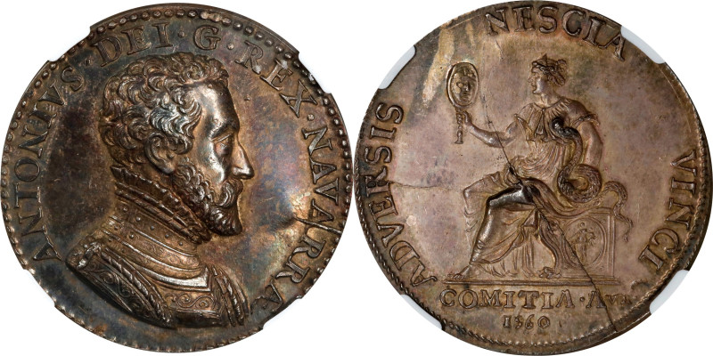 FRANCE. Navarre. Antoine de Bourbon Silver Medal, "1560" (ca. 18th Century). NGC...