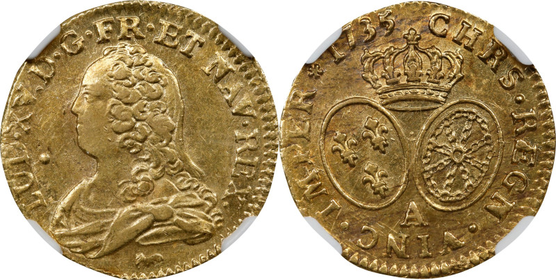 FRANCE. Louis d'Or, 1735-A. Paris Mint. Louis XV. NGC AU-58.
Fr-461; KM-489.1; ...