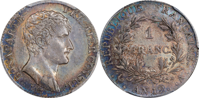 FRANCE. Consulate Period. Franc, Year 12 (1803/4)-A. Paris Mint. Napoleon. PCGS ...