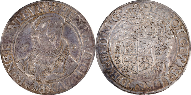 GERMANY. Brunswick-Luneburg: Wolfenbuttel. Taler, 1564. Goslar Mint. Heinrich "t...