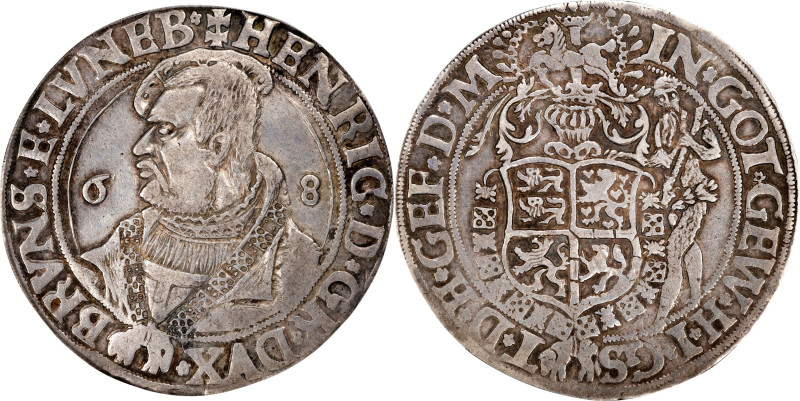 GERMANY. Brunswick-Luneburg: Wolfenbuttel. Taler, 1568. Goslar Mint. Heinrich "t...