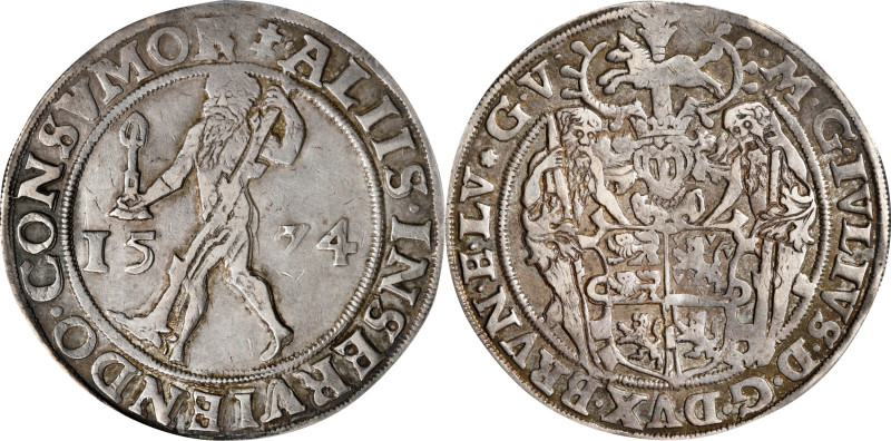 GERMANY. Brunswick-Luneburg: Wolfenbuttel. "Light" Taler, 1574. Goslar Mint. Jul...