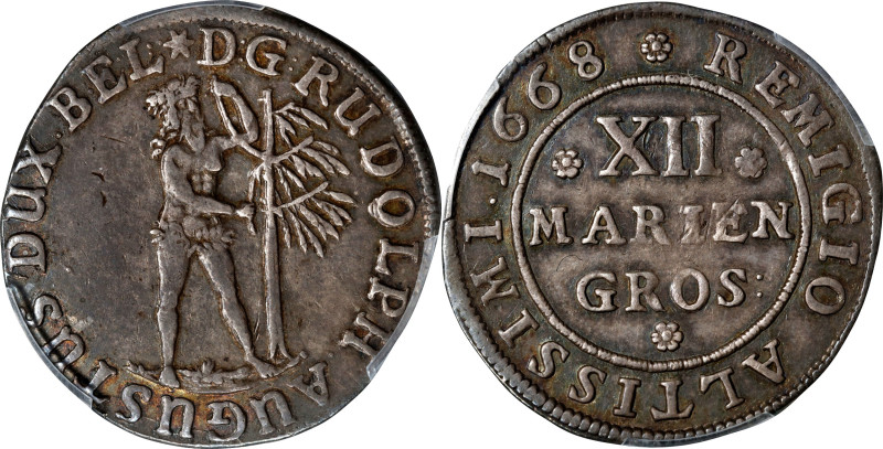 GERMANY. Brunswick-Luneburg: Brunswick. 12 Mariengroschen (1/3 Taler), 1668. Rud...