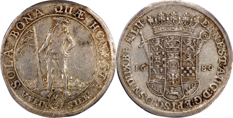 GERMANY. Brunswick-Luneburg: Calenberg. 2/3 Taler, 1680. Zellerfeld Mint. Ernst ...