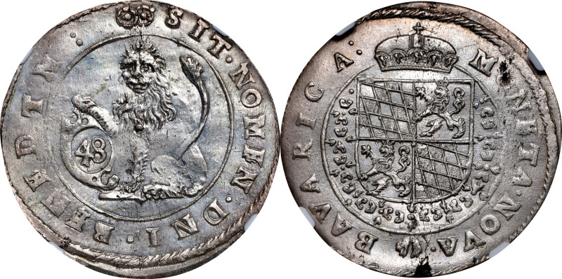 GERMANY. Bavaria. 48 Kruezer, ND (1621-23). Munich Mint. Maximilian I. NGC Unc D...