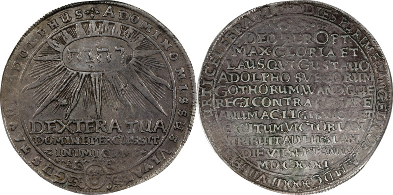 GERMANY. Erfurt. Taler, 1632. Gustav II Adolph of Sweden. PCGS EF-40.
Dav-4546;...