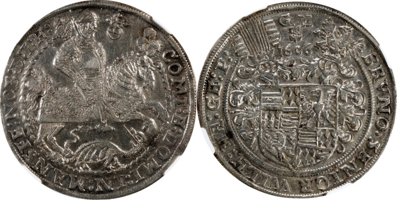 GERMANY. Mansfeld-Bornstedt. Taler, 1606-GM. Eisleben Mint. Bruno II, Wilhelm I ...