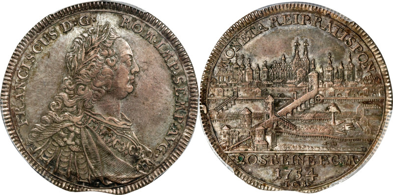 GERMANY. Regensburg. 1/2 Taler, 1754-ICB. Free City (in the name of Franz I). PC...