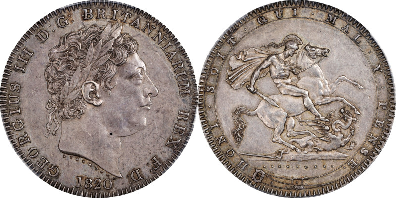 GREAT BRITAIN. Crown, 1820 Year LX. London Mint. George III. PCGS AU-58.
S-3787...