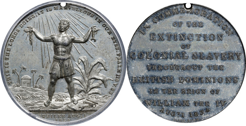 GREAT BRITAIN. Abolition of Slavery in the British Colonies White Metal Medal, 1...