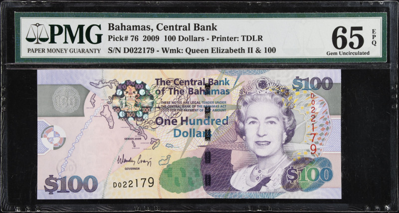 BAHAMAS. Lot of (2). The Central Bank of the Bahamas. 100 Dollars, 2009. P-76. C...