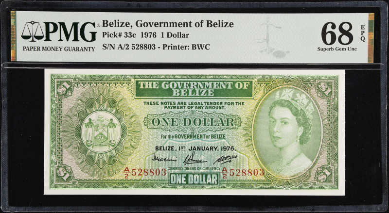 BELIZE. Government of Belize. 1 Dollar, 1976. P-33c. PMG Superb Gem Uncirculated...