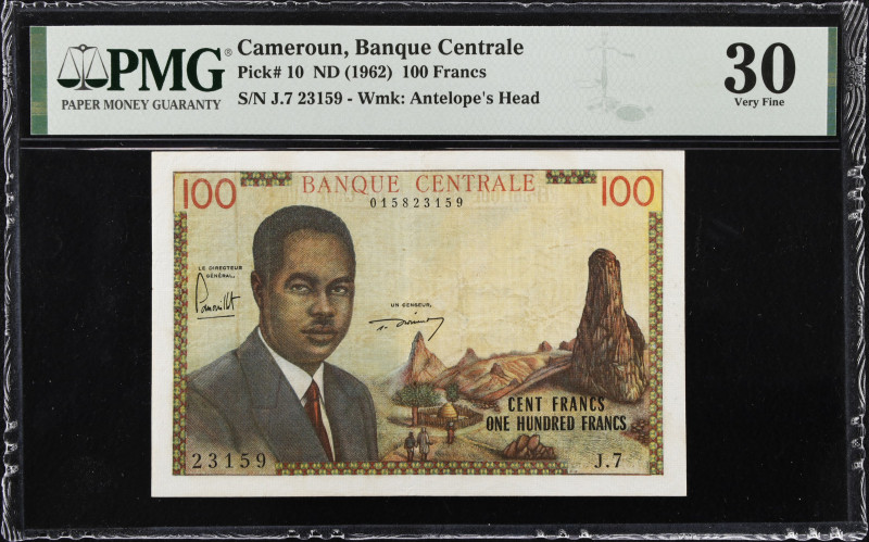 CAMEROON. Banque Centrale. 100 Francs, ND (1962). P-10. PMG Very Fine 30.

Est...
