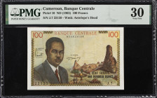 CAMEROON. Banque Centrale. 100 Francs, ND (1962). P-10. PMG Very Fine 30.

Estimate: $50.00- $100.00