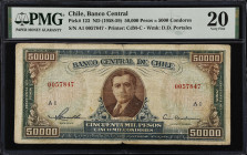 CHILE. Banco Central De Chile. 50,000 Pesos = 5000 Condores, ND (1958-1959). P-123. PMG Very Fine 20.

Estimate: $100.00- $200.00