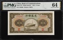 CHINA--REPUBLIC. Lot of (2). Bank of Communications. 5 Yuan, 1941. P-157. Consecutive. PMG Choice Uncirculated 64.

Estimate: $90.00- $150.00