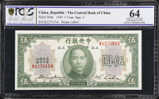 CHINA--REPUBLIC. Lot of (2). Central Bank of China. 5 Dollars & 5 Yuan, 1930. P-200d & 200f. PCGS GSG Choice Uncirculated 64.

Estimate: $50.00- $10...