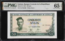 EQUATORIAL GUINEA. Banque Centrale de la Republique de Guinee. 50 Sylis, 1971. P-18. PMG Gem Uncirculated 65 EPQ.

Estimate: $50.00- $100.00