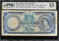 FIJI. Government of Fiji. 10 Pounds, 1964. P-55d. PMG Choice Fine 15.
PMG comments "Stains".

Estimate: $300.00- $500.00