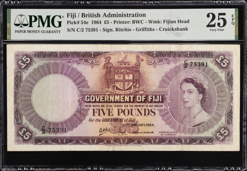 FIJI. Government of Fiji. 5 Pounds, 1964. P-54e. PMG Very Fine 25 EPQ.

Estima...