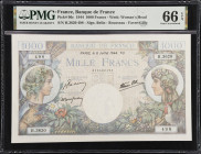 FRANCE. Banque de France. 1000 Francs, 1944. P-96c. PMG Gem Uncirculated 66 EPQ.

Estimate: $200.00- $400.00