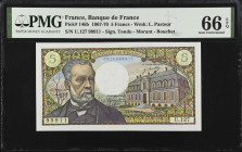 FRANCE. Banque de France. 5 Francs, 1967-70. P-146b. PMG Gem Uncirculated 66 EPQ.
Dated 8-1-1970.

Estimate: $125.00- $250.00