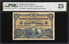 GERMAN EAST AFRICA. Deutsch-Ostafrikanische Bank. 5 Rupien, 1905. P-1. PMG Very Fine 25.

Estimate: $150.00- $250.00