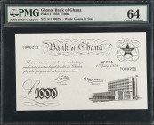 GHANA. Bank of Ghana. 1000 Pounds, 1958. P-4. PMG Choice Uncirculated 64.

Estimate: $200.00- $400.00