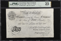 GREAT BRITAIN. Bank of England. 5 Pounds, 1931. P-328a. PMG Very Fine 25.
PMG comments "Repaired".

Estimate: $200.00- $400.00