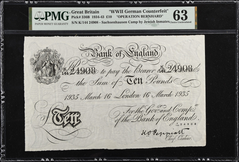 GREAT BRITAIN. Bank of England. 10 Pounds, 1935. P-336B. Operation Bernhard Coun...