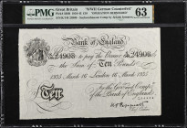 GREAT BRITAIN. Bank of England. 10 Pounds, 1935. P-336B. Operation Bernhard Counterfeit. PMG Choice Uncirculated 63.

Estimate: $150.00- $250.00