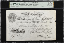 GREAT BRITAIN. Bank of England. 20 Pounds, 1937. P-337a. PMG Extremely Fine 40.
PMG comments "Paper Maker's Notch, Stains".

Estimate: $100.00- $20...