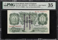 GREAT BRITAIN. Bank of England. 1 Pound, ND (1934-39). P-363h. PMG Choice Very Fine 35.

Estimate: $100.00- $200.00