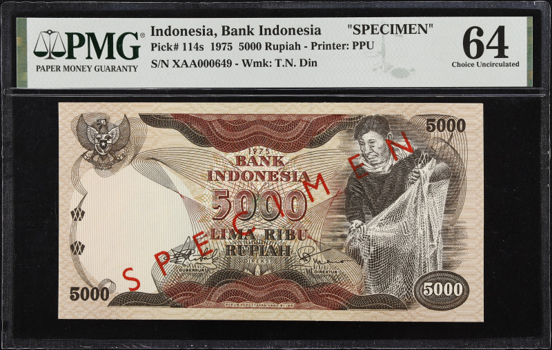 INDONESIA. Bank Indonesia. 5000 Rupiah, 1975. P-114s. Specimen. PMG Choice Uncir...