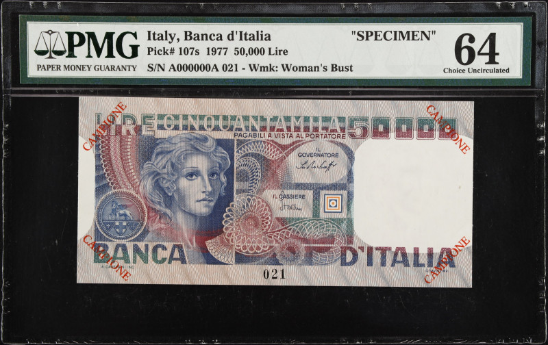 ITALY. Banca d'Italia. 50,000 Lire, 1977. P-107s. Specimen. PMG Choice Uncircula...